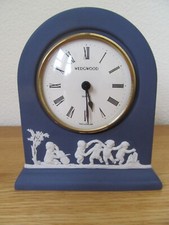 Vintage Wedgwood Portland Blue Jasperware Jasper Ware Mantel Clock