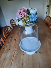 Cake Stand White Glass, And Hand Blown Bell Shaped Glass Cover Wedding Display