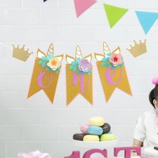  Unicorn Flower Chair Birthday Highchair Decoration Banner First One