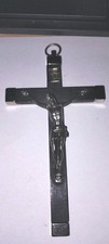 Beautiful Catholic Crucifix Pendant Silver tone And Black Ebonised Wood.