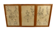 Set of Three Framed Pencil/Ink