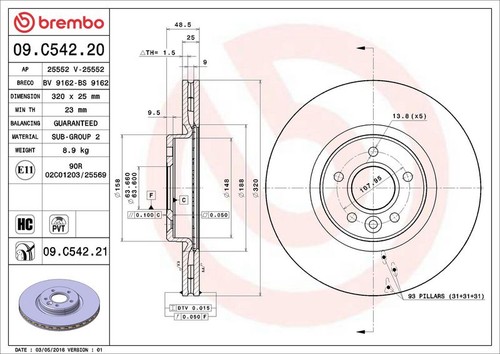 Brembo brake disc vented front - brembo,