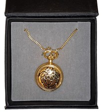 RENNIE MACKINTOSH Gold Tone Pendant Pocket Watch & Necklace