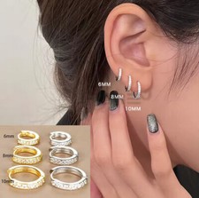 925 Sterling Silver Crystal Gold Rose Gold Very Small Tiny Huggie Hoop Earrings
