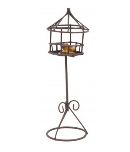 Dolls house brown bird - bird, cage