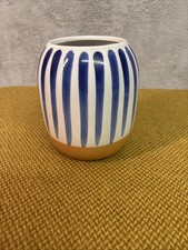 Sass and Belle Paros Blue Stripe Vase - 6.5” Tall