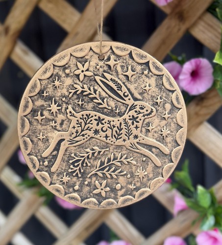 Leaping hare bronze - hare,