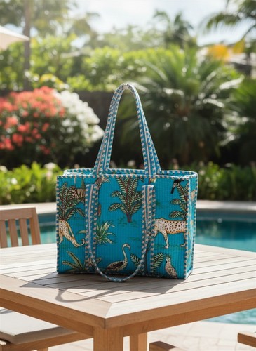 Indian cotton quilted tote bag - quilted,