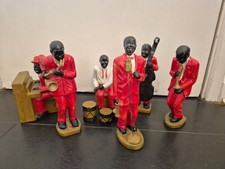 Antique Ceramic black American Vintage 6 Piece Jazz Band Figurines