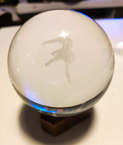 Clear glass paperweight with - glass,