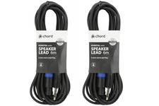 2 x QTX Audio Speakon to Jack 6M Speaker Cable Lead DJ Disco Stage