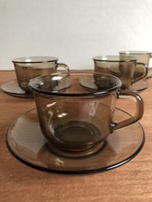 4 X Arcoroc Smoked Glass Cups