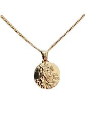 St George & Dragon Gold Plated 20mm Diameter Pendant with 61cm (24”) Chain