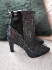 Ruth Langsford Platform Leather Ankle Boot Black Snake Size 7