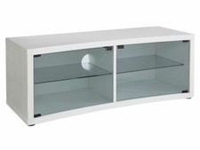 Hygena 2 Door Glass Front Curved TV Unit Elegant Media Storage Solution