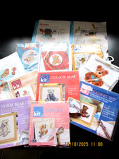 9 Mini Teddy Bear Cross Stitch Kits Sleigh Tartan Golf Birthday Reading Sleepy U