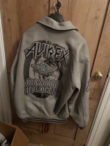 Grey avirex leather jacket - grey,