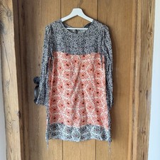 Women’s Zara Size M EUR 38 Red Black Geometric Print Long Sleeve Dress