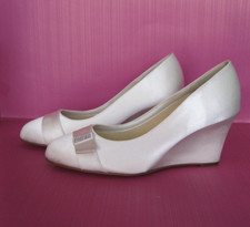 Rainbow Club Jess Wedding Bridal Shoes  UK6.5 EU39.5 Ivory Satin wedge 3" heel