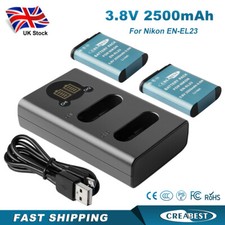 2Pcs EN-EL23 Battery + Charger