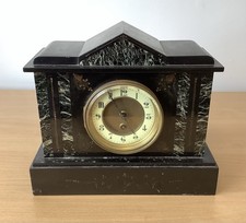 Victorian Marble Slate Mantle Clock Black Not Working Needs Attention