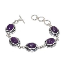 Natural Purple Amethyst Gemstone 925 Sterling Silver Jewelry Bracelet Size 7-8"