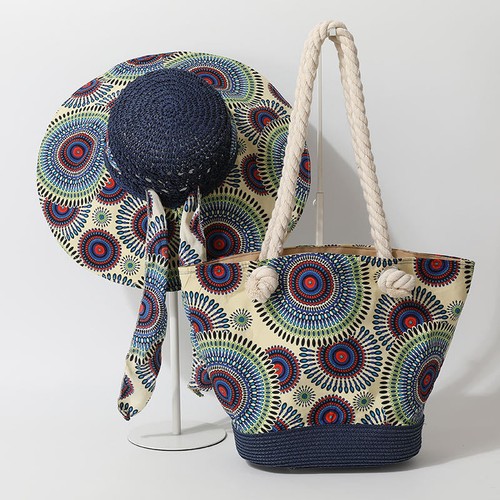 Women straw beach hat - straw, large