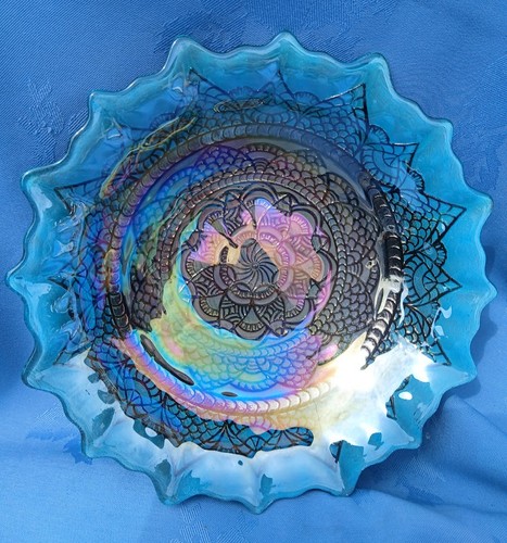 Small blue luster ware dish - luster,