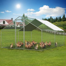 Metal Walk-in Chicken Run Coop Cage Hens Rabbit Dog Ducks Chickens Poultry House