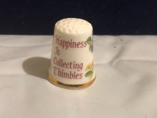 Fine Bone China Thimble Happiness Is Collecting Thimbles