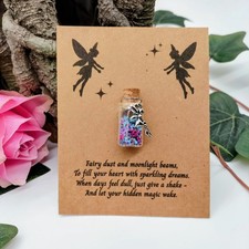 Mini Fairy Dust Bottle With Fairy Charm - Cute Magic Fairy Gift On Card 