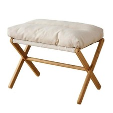 Folding Footrest Stool Bamboo Foot Rest Seat with Removable Soft Padded Wooden