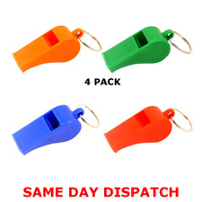 Plastic Referee Whistle Sports School Football Rugby  MULTICOLOURED 4 PACK