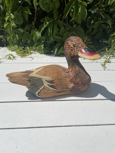 Antique glass eye decoy duck - antique,