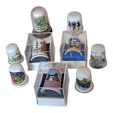 9 Vintage Thimbles Ceramic