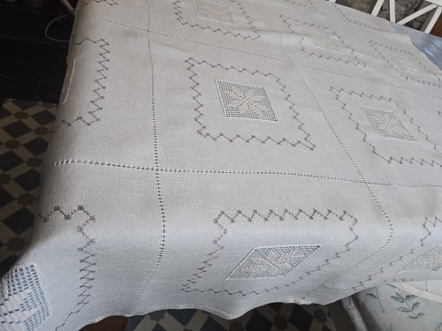 Vintage linen tablecloth - vintage,