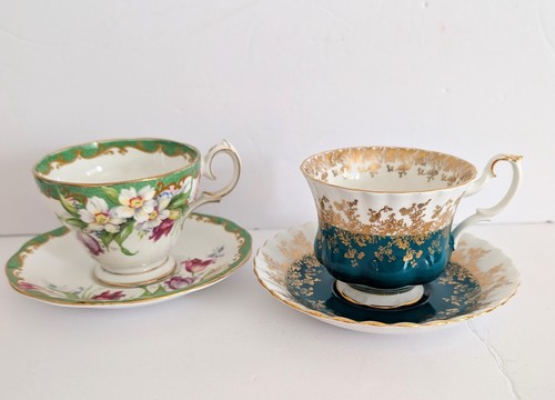 Vintage teacups saucers lot - &,