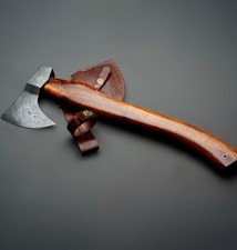 Hand forged damascus steel axe - hand,