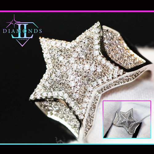 Silver iced out star - silver,