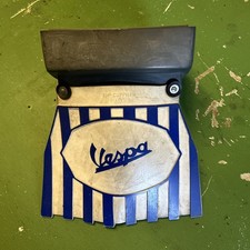 Vespa PX Rear Mudflap Rubber White Royal Blue Stripe and Logo WITH BUMPER 