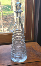 19thC French Absinthe Topette Bottle 10-1/2" Stopper, Blown Cut Glass Decanter