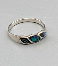 Sterling silver stamped 925 Paua shell Abalone ring