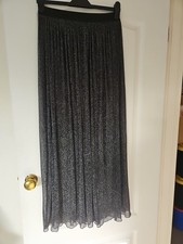 Size 10 Long Black And Silver Shimmer Skirt With Black Short Underskirt.