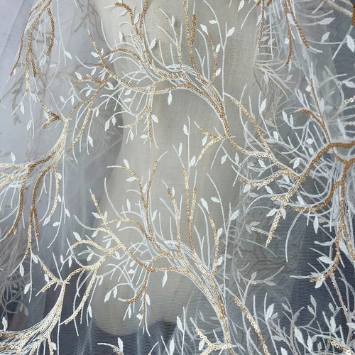 Leaves gold sequins - gold,