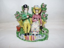 Antique Obadiah Sherratt Pearlware Pottery Bench Group figurine