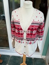 Christmas Xmas Ladies Jumper cardigan primark uk medium 12/14 vgc pit to pit 21”