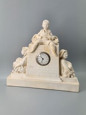 Antique / Vintage Bisque  Porcelain Desk Clock Cherub / Putto