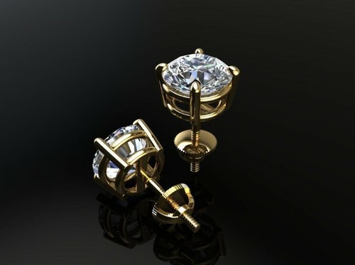 Prong solitaire earring wax - earring,