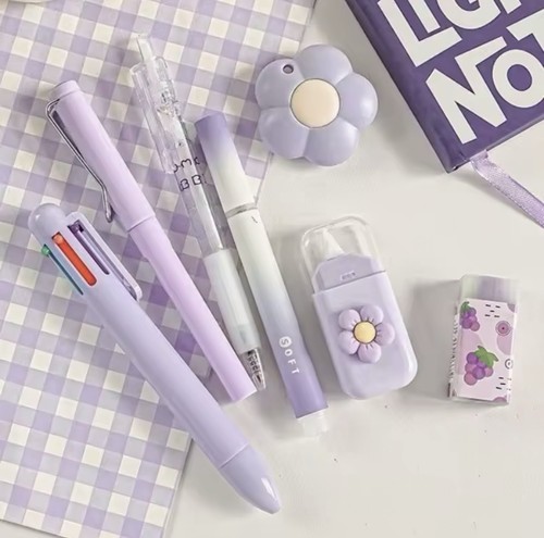 7pcs set purple color - color, cute