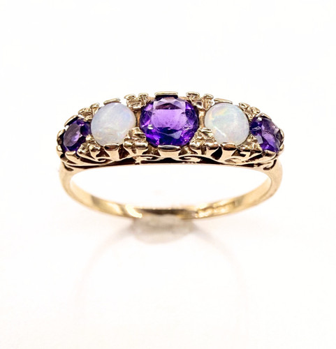 9ct gold amethyst opal ring - amethyst,